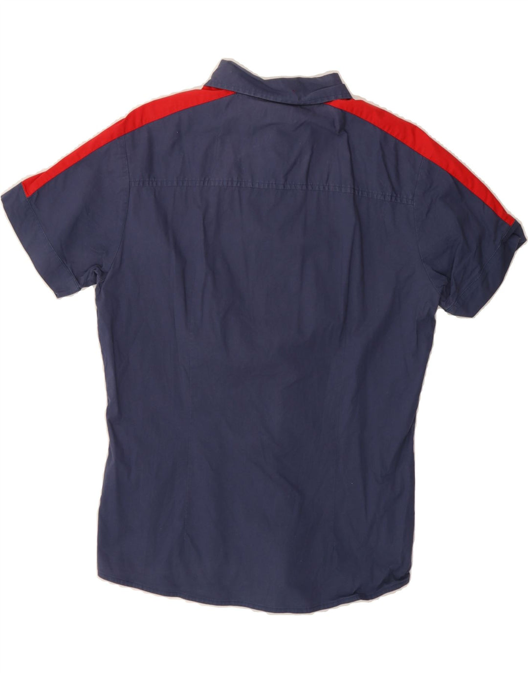 LEE Mens Short Sleeve Shirt Large Navy Blue Colourblock Cotton Vintage Lee and Second-Hand Lee from Messina Hembry 