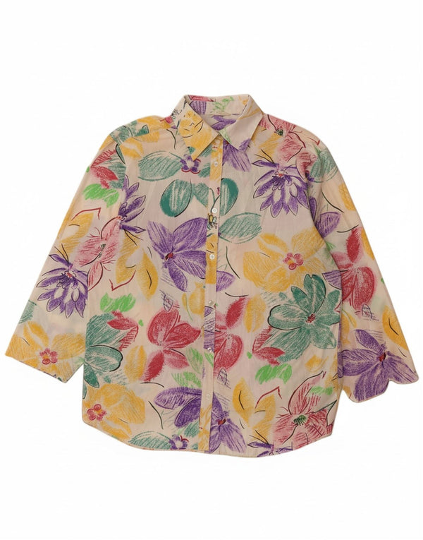 VINTAGE ženska haljina košulja kratkih rukava UK 14 velikih raznobojnih cvjetnih