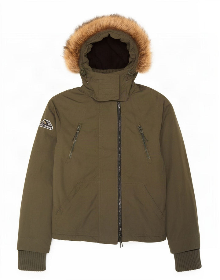 Superdry ženska jakna vjetrovka s kapuljačom UK 14 srednji kaki poliester