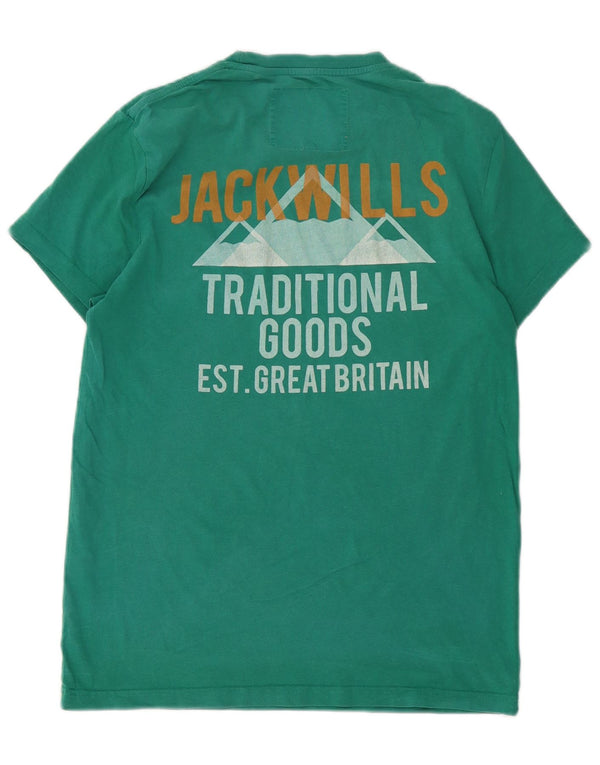 Jack Wills muška majica s grafičkim motivima XS, zeleni pamuk