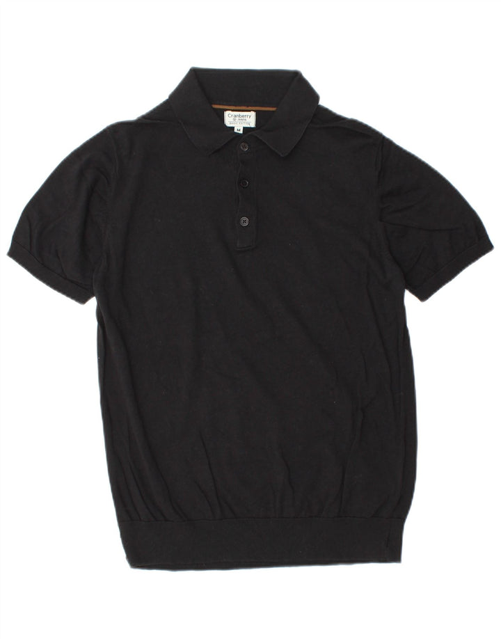 VINTAGE Boys Polo Shirt 13-14 Years Medium Black Cotton