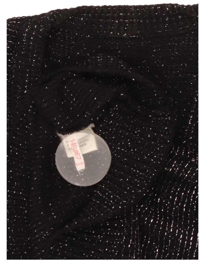 VINTAGE ženski prsluk bez rukava EU 40/42 srednje crni flekasti akril