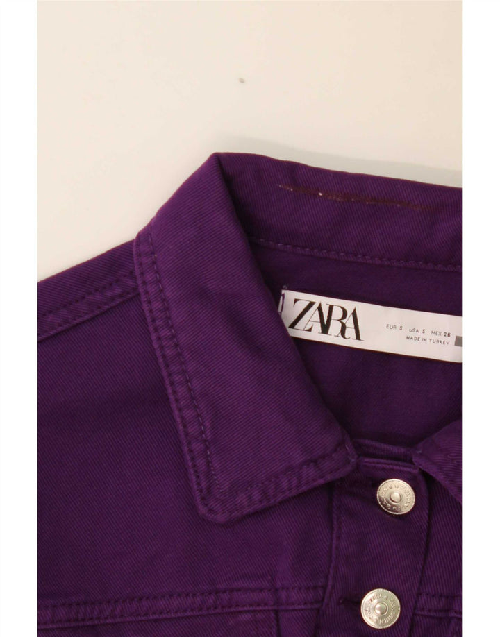 Zara ženska crop traper jakna UK 10 Mala ljubičasta