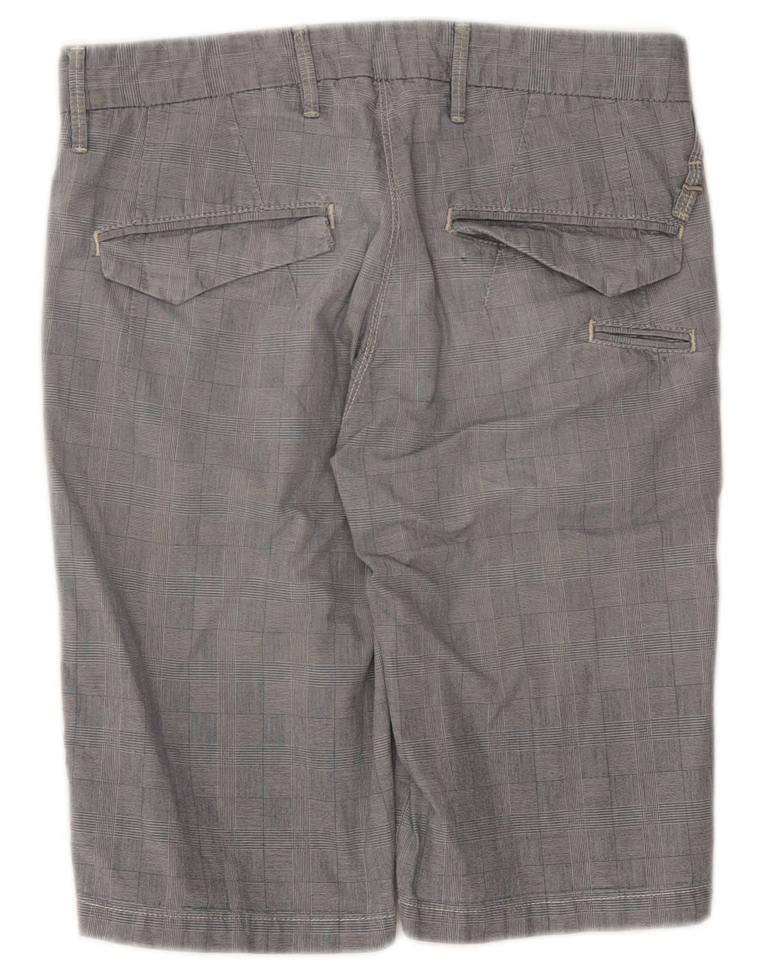 GAS Mens Chino Shorts W30 Medium  Grey Check Cotton