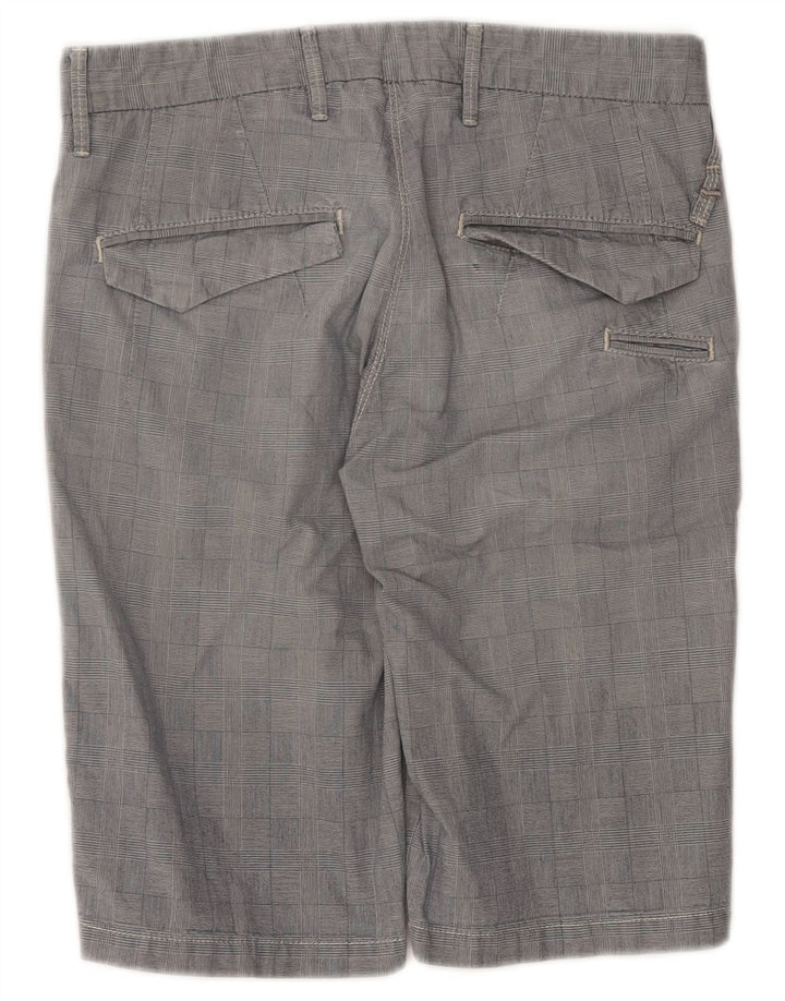 GAS Mens Chino Shorts W30 Medium  Grey Check Cotton