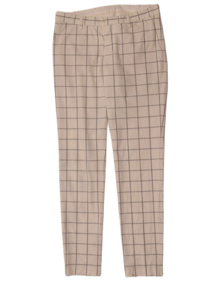 Zara muške uske chino hlače EU 40 srednje W31 L33 bijeli karirani poliester