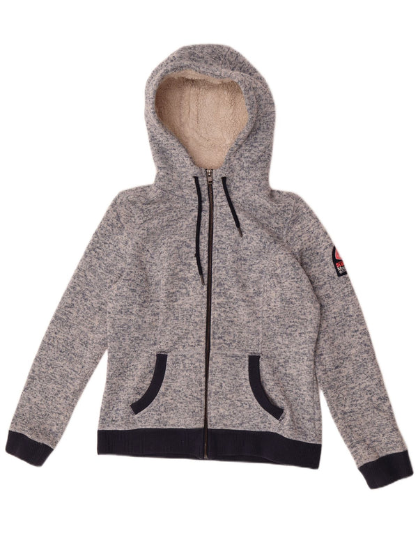 Superdry muški pulover s kapuljačom na patentni zatvarač UK 14 Veliki plavi flekasti poliester