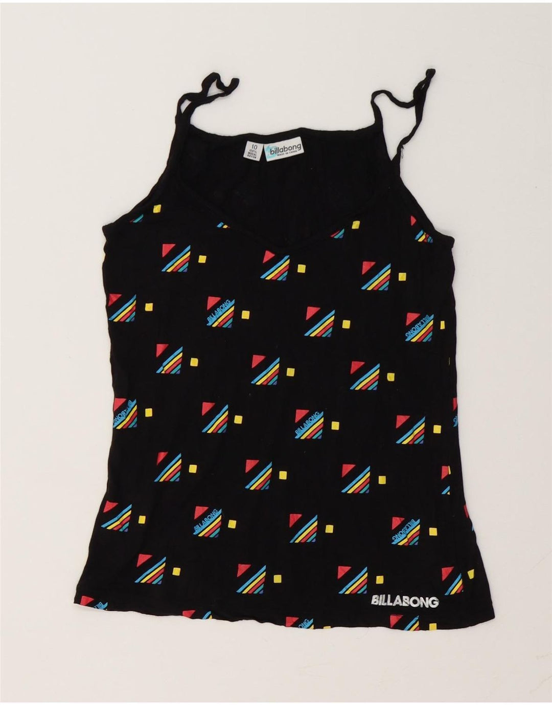 Billabong Ženski Graphic Cami Top UK 10 Small Black Geometric Modal