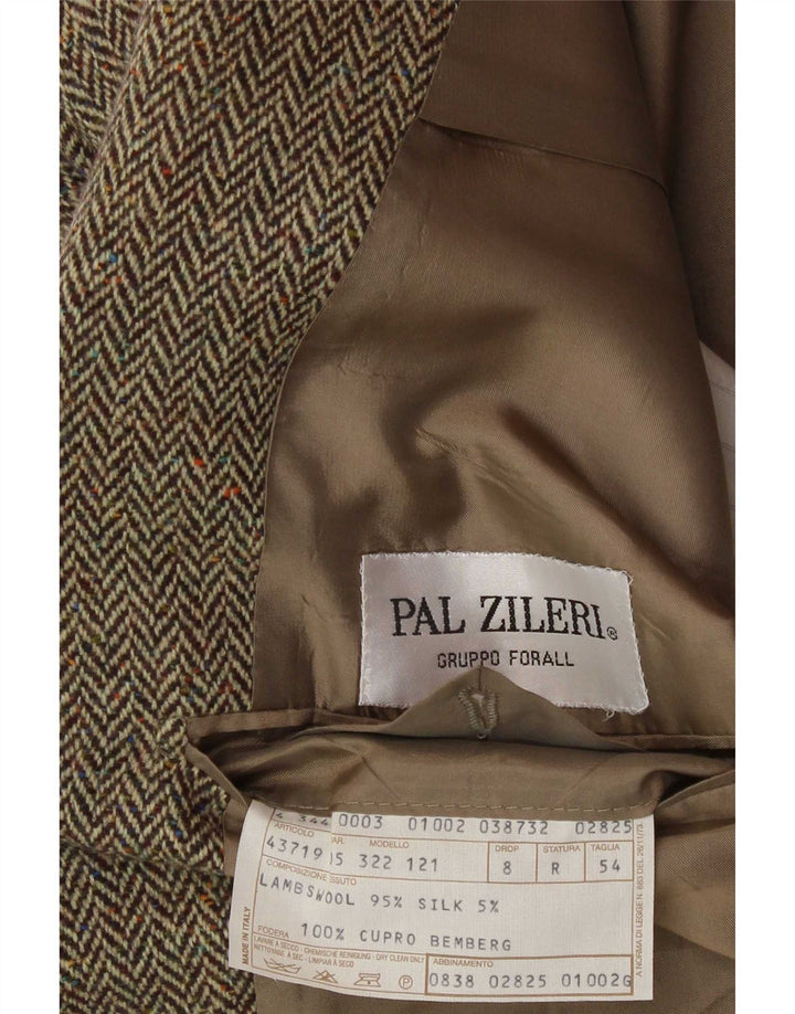 Pal Zileri Mens 2 Button Blazer Jacket IT 54 2XL Grey Lambswool