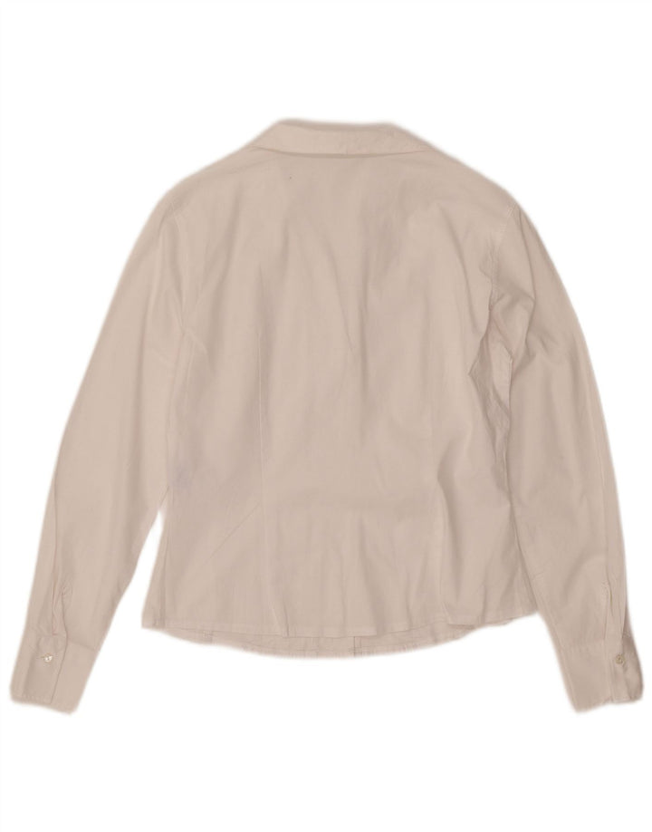 NARACAMICIE Ženska smoking košulja UK 12 Srednje bijeli pamuk