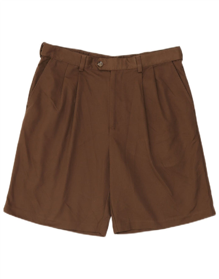 IZOD Muške kratke chino hlače s štipaljkama W34 veliki smeđi poliester