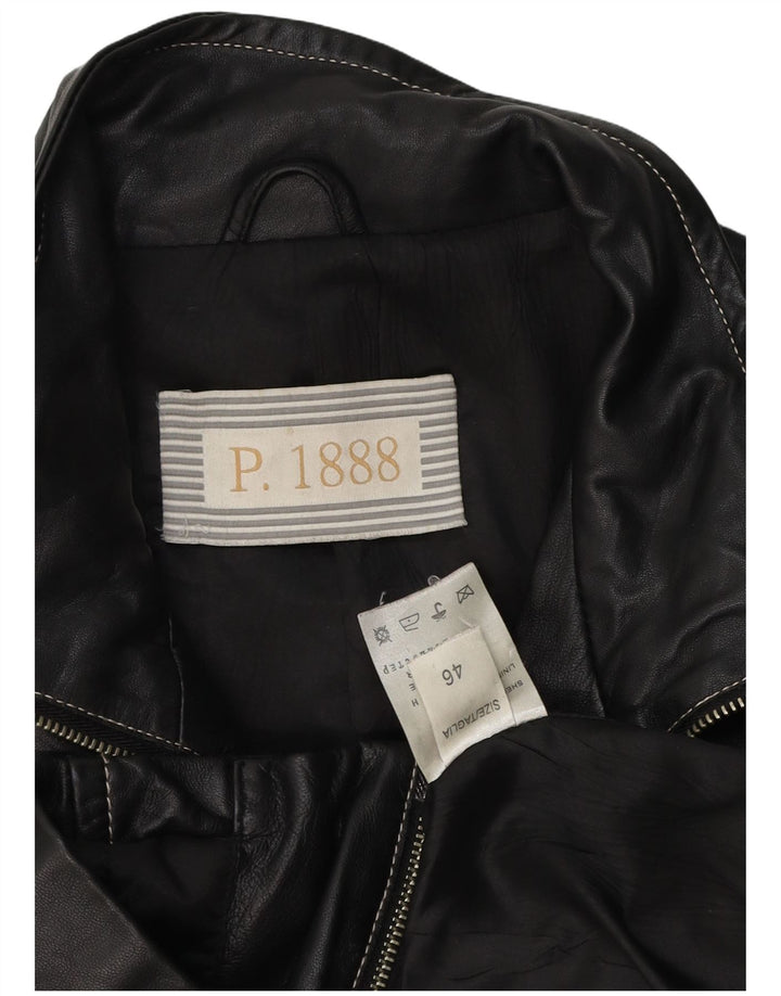 Vintage ženska kožna biciklistička jakna IT 46 velika crna koža