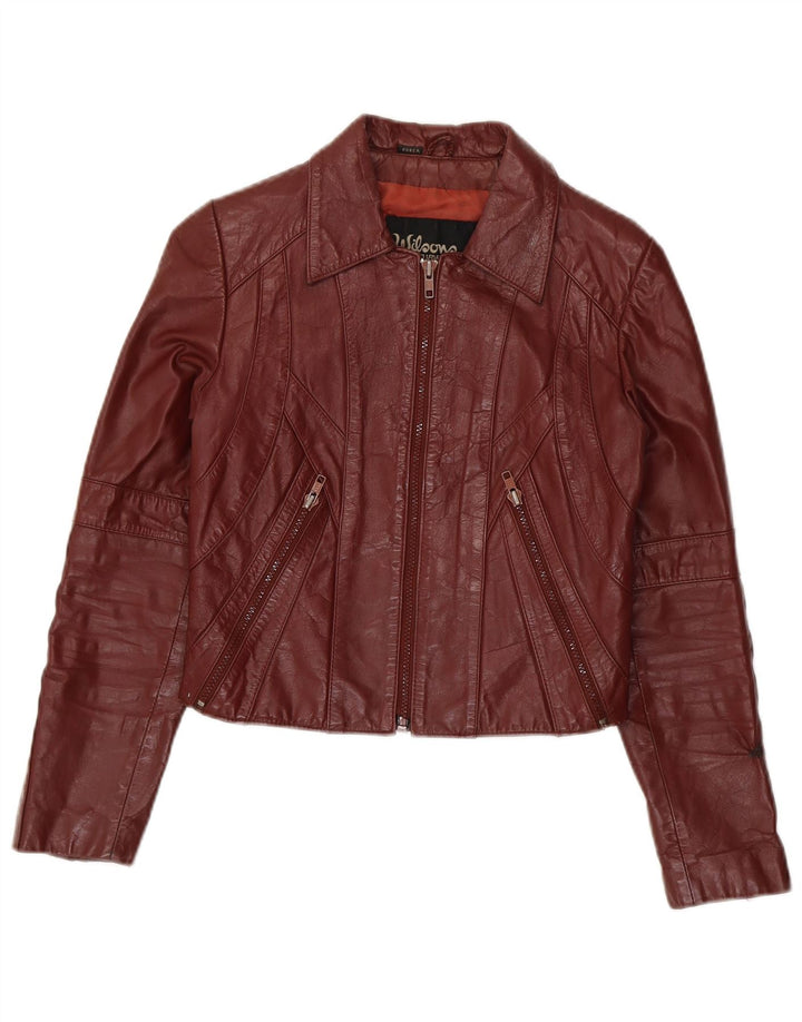 Wilsons ženska kratka kožna jakna UK 8 Mala tamnocrvena koža