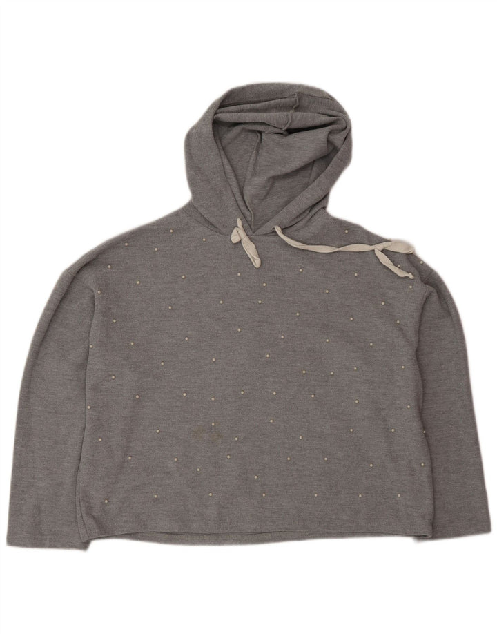 Zara ženska prevelika majica s kapuljačom dugih rukava UK 14 srednje sive točke