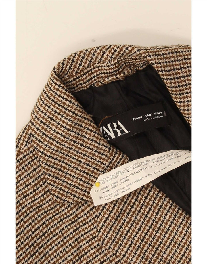 Zara ženska prevelika jakna sa 1 gumbom EU 34 2XS smeđa houndstooth