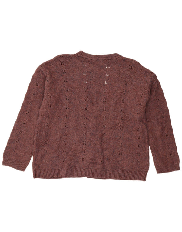 Bijeli ženski džemper slobodnog kroja UK 14 Srednje kestenjasti akril