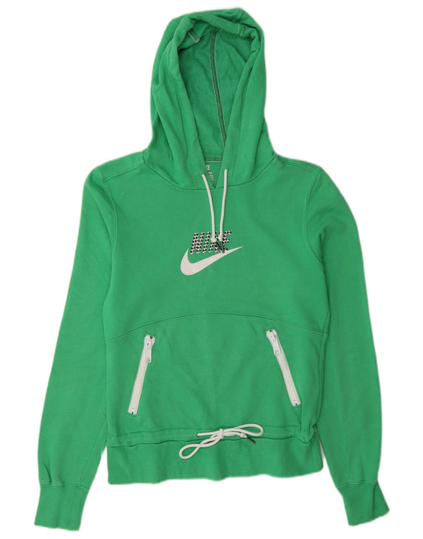Nike Ženska majica s kapuljačom s kapuljačom UK 10/12 Srednje zeleni pamuk