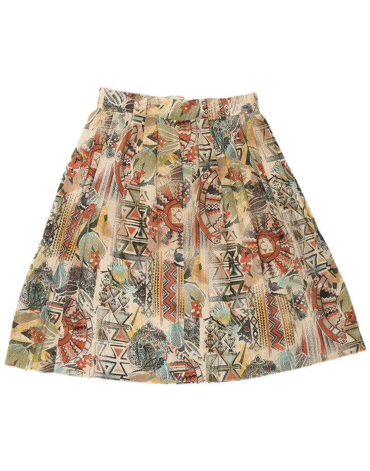 VINTAGE ženska plisirana suknja UK 16 velika W32 višebojna geometrijska