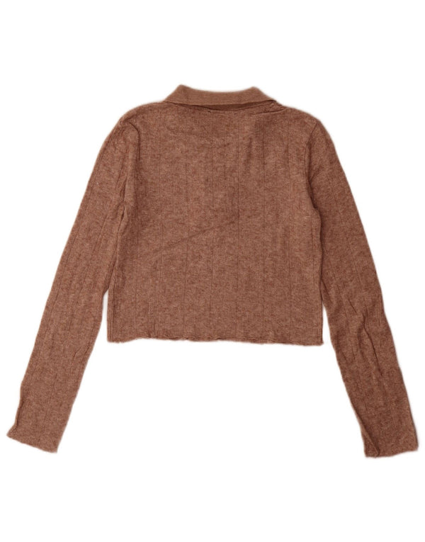 Zara ženski kratki pulover s polo izrezom UK 10 Small Brown