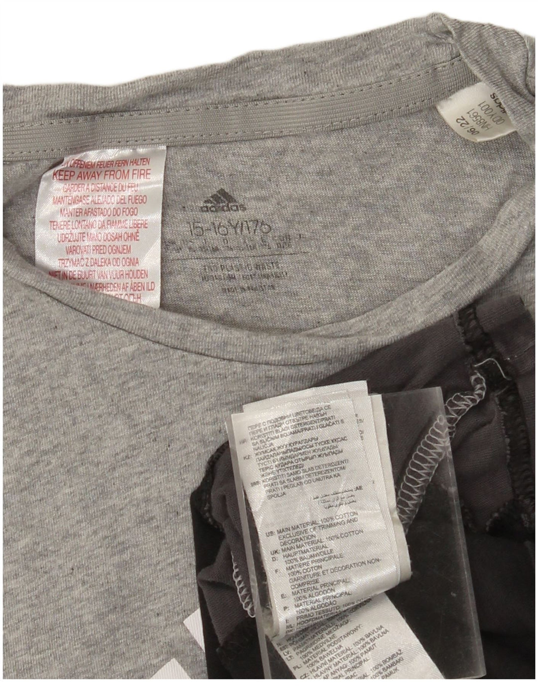 ADIDAS Majica s grafičkim motivima za dječake, 15-16 godina, pamuk, siva boja