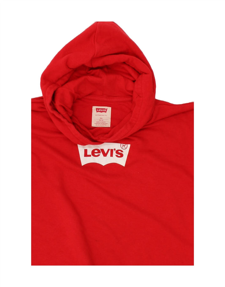 LEVI'S Boys Graphic Hoodie Jumper 11-12 Years Red Vintage Levi's and Second-Hand Levi's from Messina Hembry 