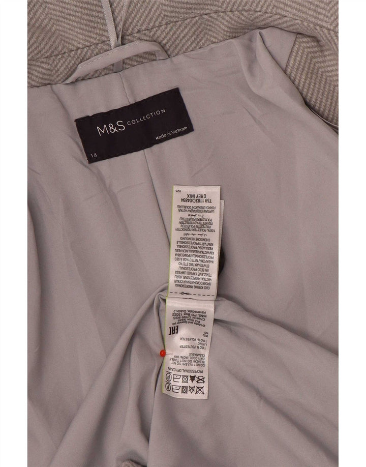 Marks & Spencer ženski kaput UK 14 veliki sivi poliester riblja kost