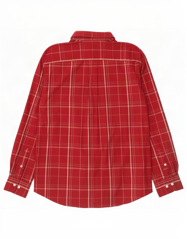 Dockers Mens Shirt Size 16 1/2 Large Burgundy Plaid Cotton