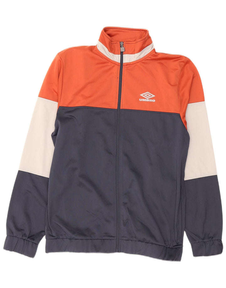 UMBRO Mens Tracksuit Top Jacket Large Navy Blue Colourblock Polyester