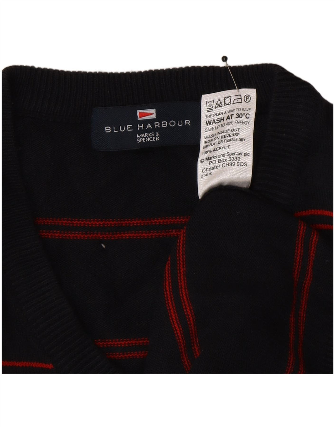 Marks & Spencer muški plavi Harbor džemper s V-izrezom, veliki tamnoplavi