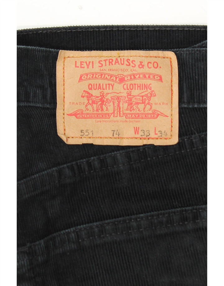 LEVI'S muške 551 ravne hlače od samta W33 L30 crni pamuk