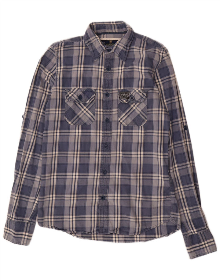 Superdry muška flanelska košulja srednje plave pamučne kare