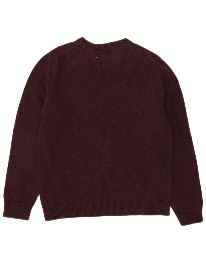 Marks & Spencer Womens Crew Neck Jumper Sweater UK 12 Medium Burgundy Wool