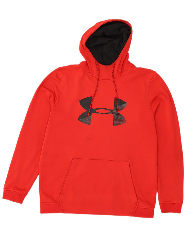 UNDER ARMOUR Mens Cold Gear Graphic Hoodie Jumper Large Red Polyester