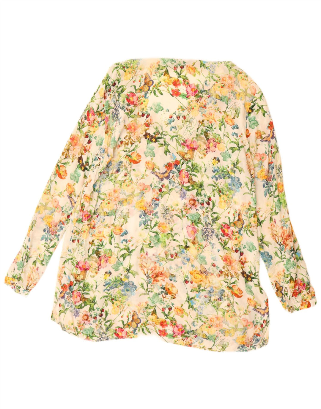 ZARA ženska majica dugih rukava dugih rukava UK 16 Large Off White Floral