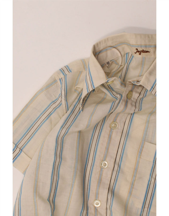 INGRAM Mens Short Sleeve Shirt Size 40 15 Medium White Striped Vintage Ingram and Second-Hand Ingram from Messina Hembry 