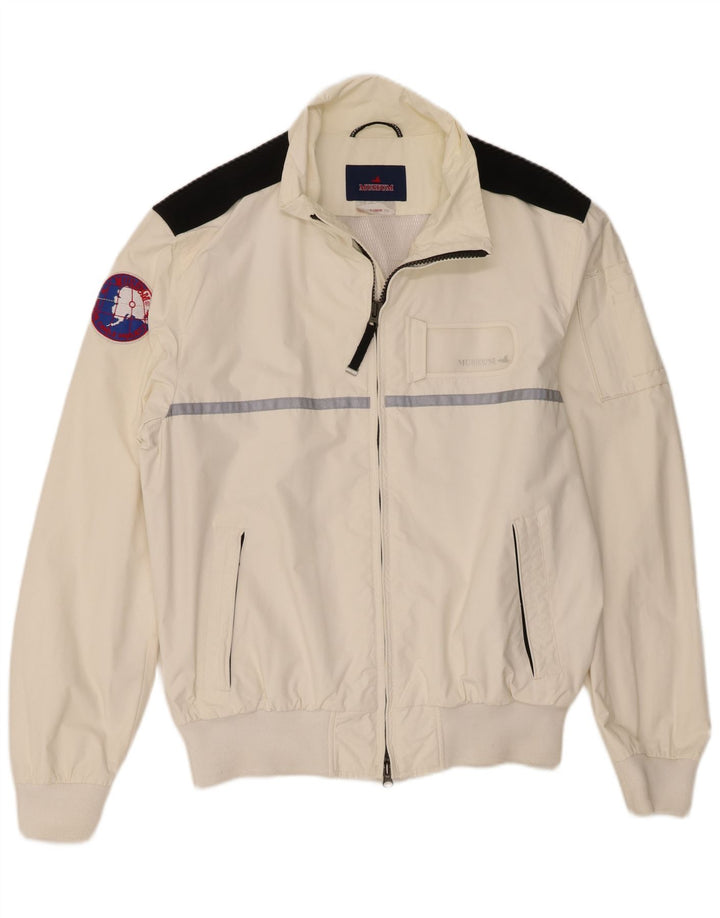 Museum Mens Graphic Bomber Jakna UK 42 XL sivobijeli poliamid u blokovima boja