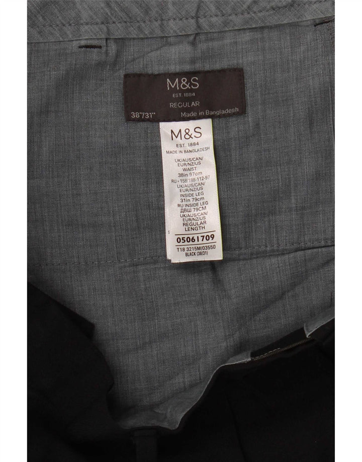 Marks & Spencer muške uobičajene hlače W38 L31 crni poliester