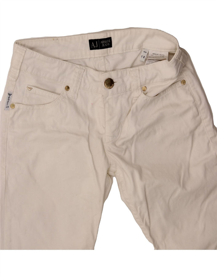 ARMANI Womens Slim Jeans W26 L27 White Cotton Vintage Armani and Second-Hand Armani from Messina Hembry 