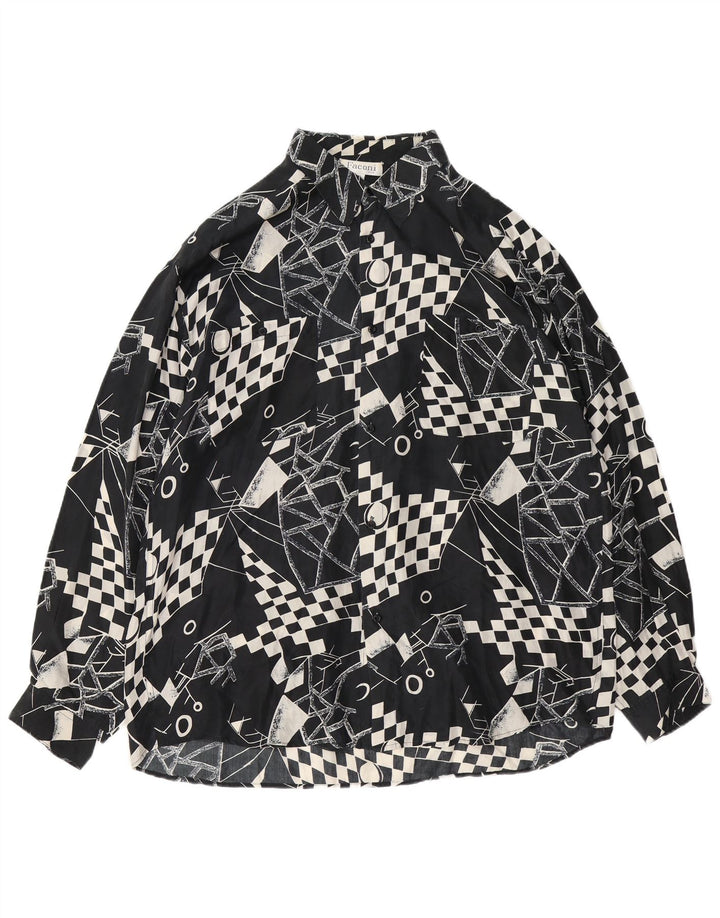 VINTAGE muška košulja XL crna geometrijska svila