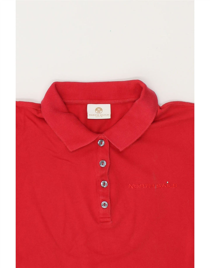 NORTH SAILS Womens Polo Shirt UK 12 Medium Red Cotton Vintage North Sails and Second-Hand North Sails from Messina Hembry 