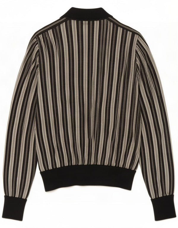 Vintage Womens Shirt Blouse UK 16 Large Black Striped Wool
