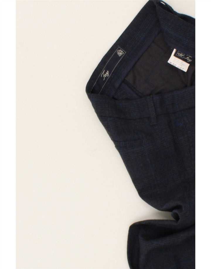 FAY Womens Slim Chino Trousers W31 L29 Navy Blue Check Polyester Vintage Fay and Second-Hand Fay from Messina Hembry 