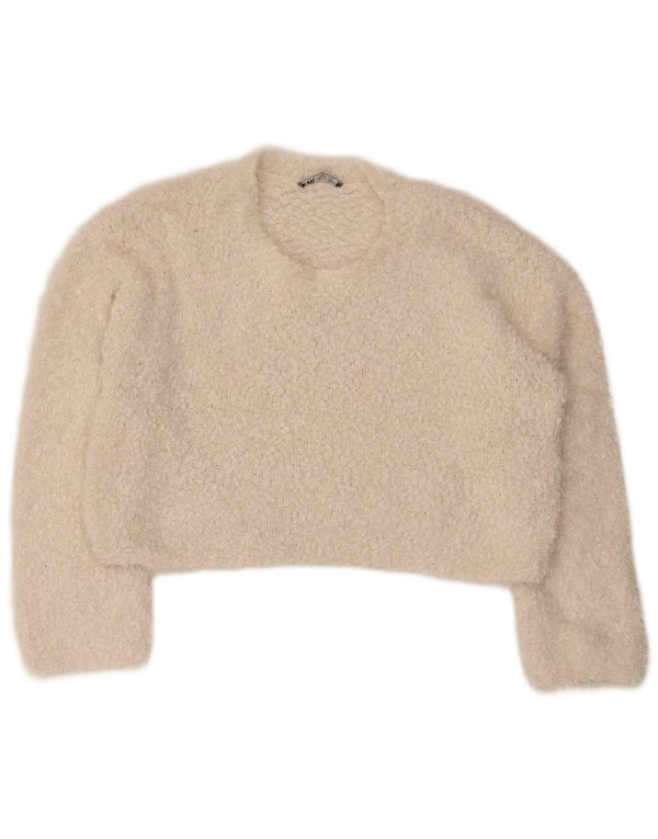 Zara ženski kratki džemper s okruglim izrezom UK 10 Small Off White