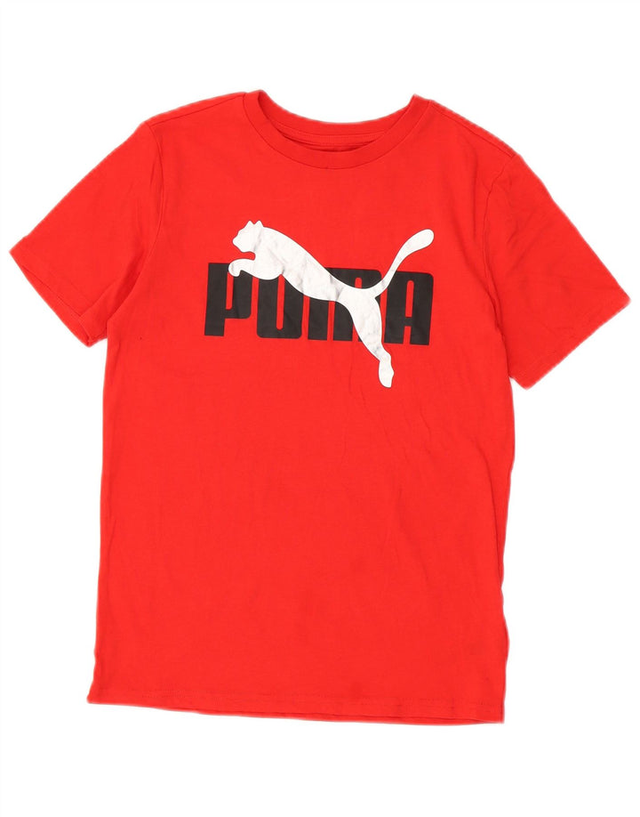 Puma Boys Graphic T-Shirt Top 10-11 Years Red Pamuk