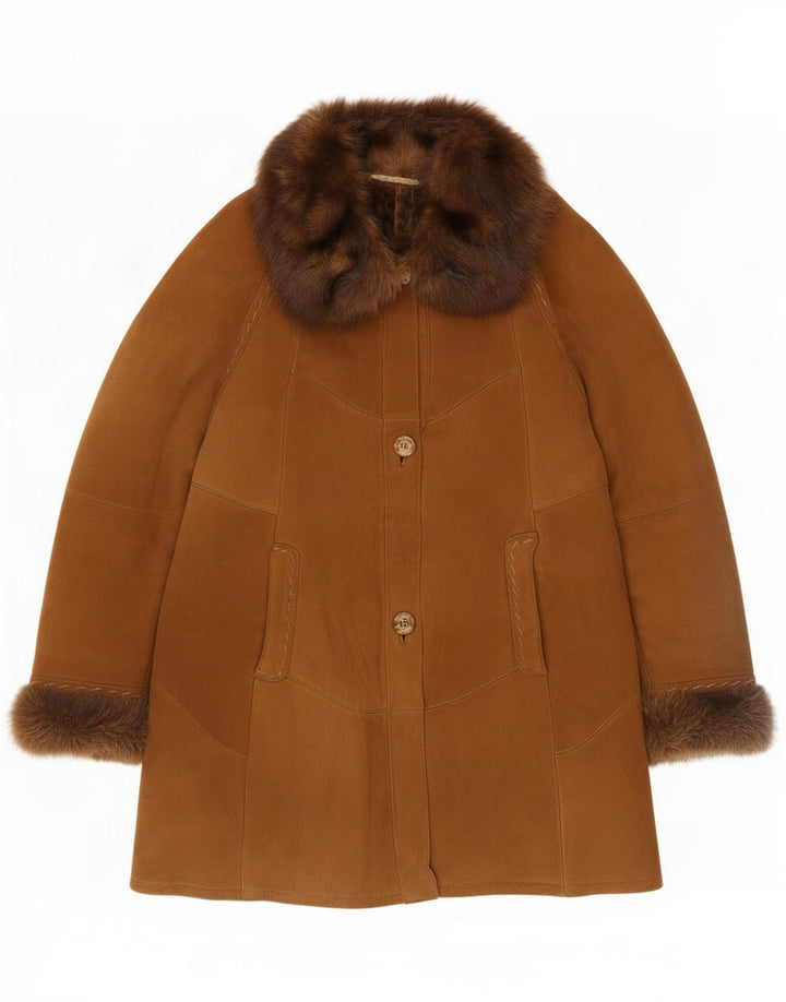 Vintage Ženski Shearling Coat UK 16 Large Brown