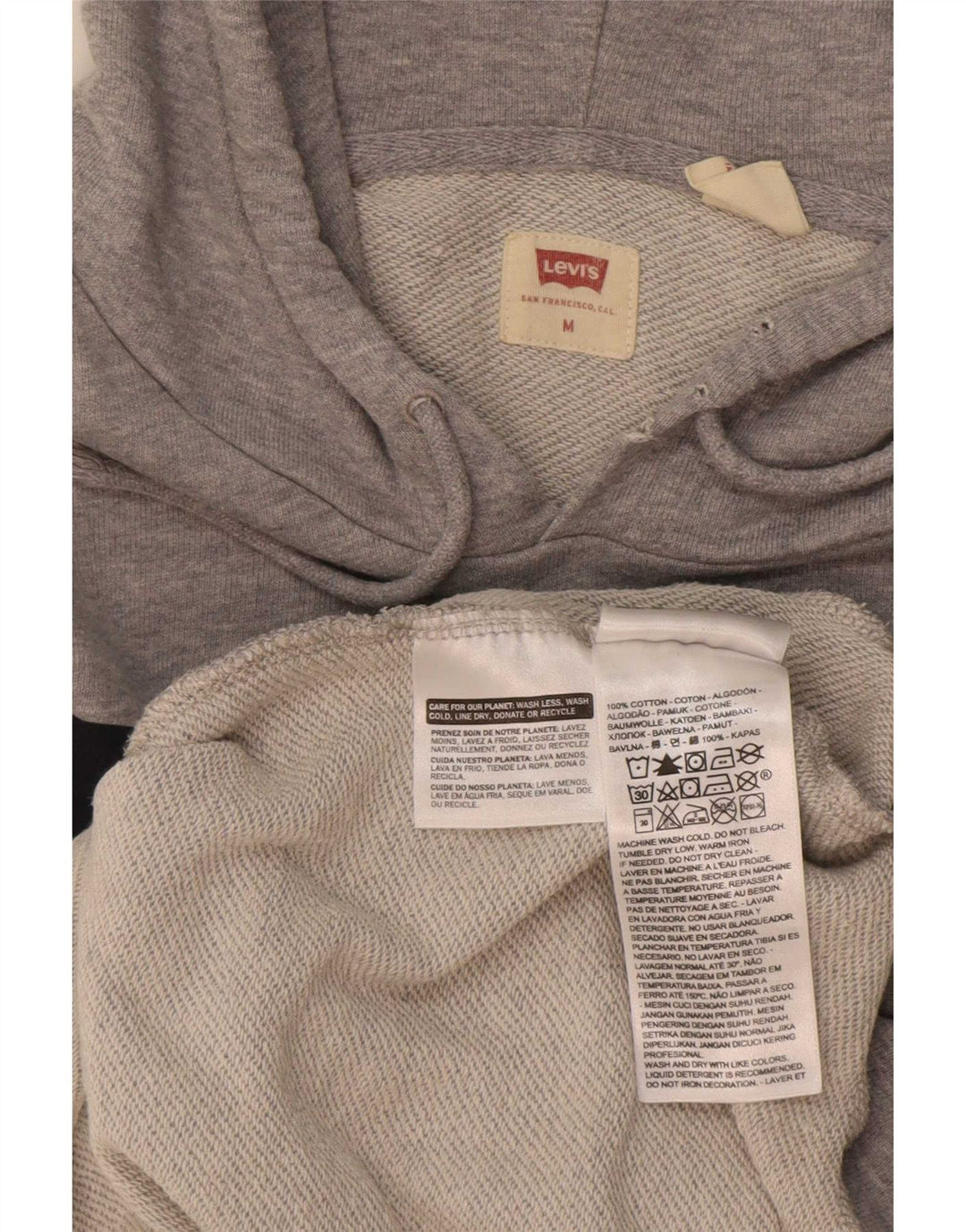Levi's muška majica s kapuljačom s kapuljačom, srednje sivi pamuk