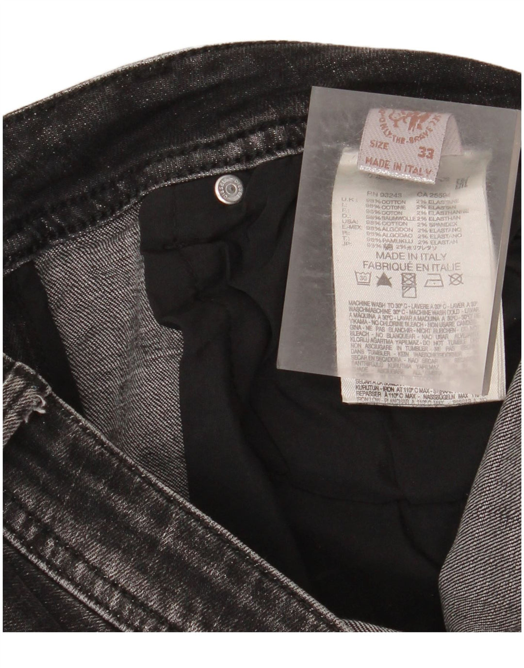 Diesel muške uske traperice s oštećenjem W33 L30 crni pamuk