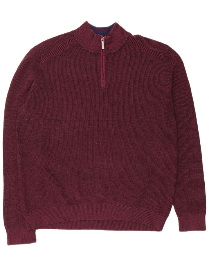 Muški džemper s izrezom i patentnim zatvaračem Ted Baker veličina 6 2XL bordo poliester