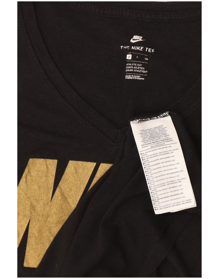 NIKE Ženska majica kratkih rukava atletskog kroja UK 10 Mala crna poliester