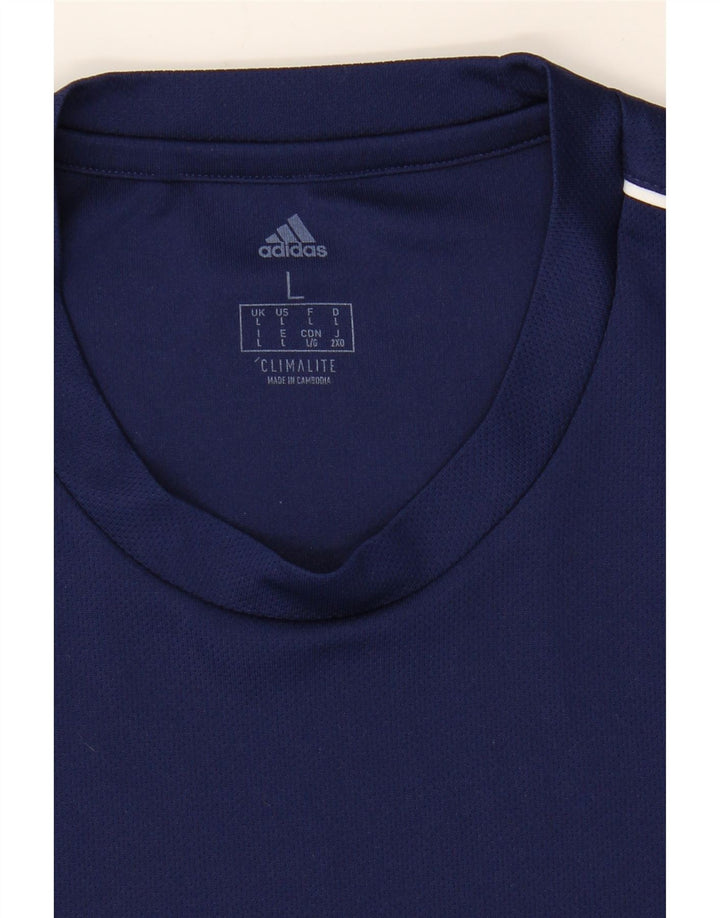 ADIDAS Mens Climalite T-Shirt Top Large Navy Blue Polyester Vintage Adidas and Second-Hand Adidas from Messina Hembry 